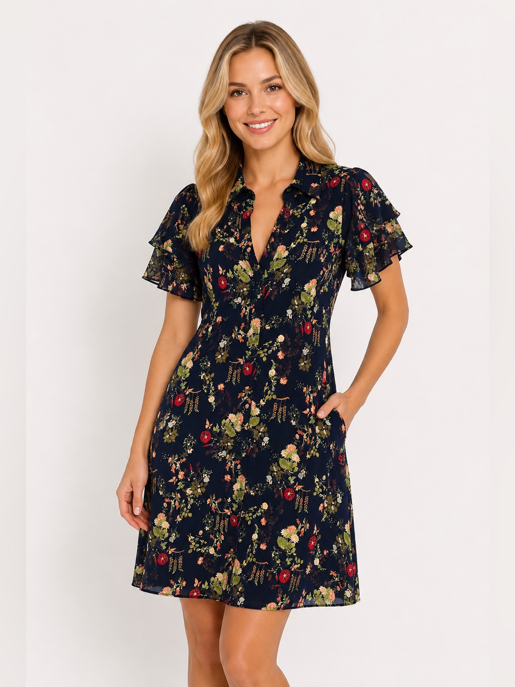 Alice + Olivia Jem Black Floral Print Cupro Mini Shirt Dress Size M - Msrp $440